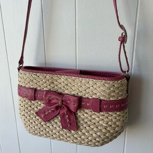 Brighton Pink and Tan Woven Shoulder Bag